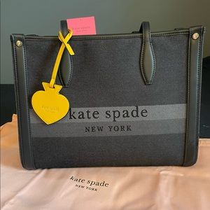 Kate Spade Black/grey Denim Market Medium Tote,